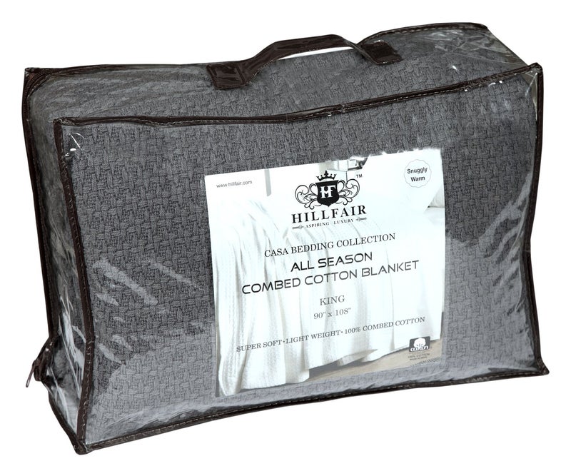 HILLFAIR 100% Combed Cotton Blanketâ€“ Twin Bed Blanketâ€“ Soft Cozy Warm Multipurpose Throws for Luxury Home Decorâ€“ 66 x 90 inch Twin XL Size Cotton Blankets for Beds- Bed Blankets for All Season- Grey - Image 5